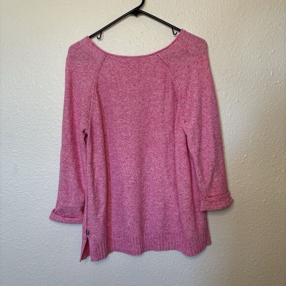 T by Talbots Large Sweater Knit Bateau Neck 100% Cotton Pink Classic Cozy Basic - Picture 3 of 8